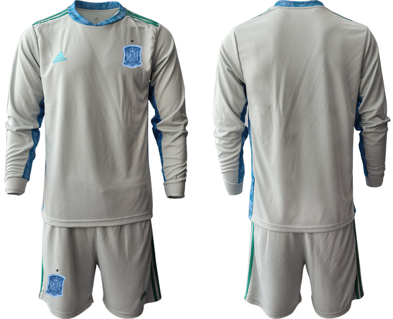 Men 2021 European Cup Spain grey Long sleeve goalkeeper Soccer Jersey
